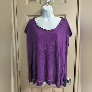 We The Free Purple Oversized Short Sleeve Blouse Sz XS